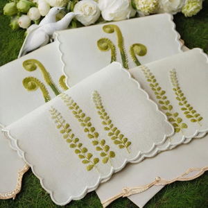 Fern Leaf <b>Linen</b> Cocktail <b>Napkins</b> – 100% Natural <b>Linen</b> Reusable Drink <b>Napkins</b>, Botanical <b>Green</b> Design for Bar, Party - Product Image 5