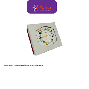 Caja Rígida de Regalo de Cumpleaños de Lujo Personalizada OEM, Elegante Caja Cuadrada de Cartón con Flores, Fabricante Vietnamita de Cajas de Empaque para Bodas y Fiestas - Product Image 1