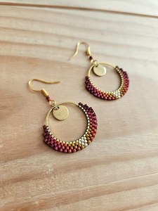 UO Craft Bohemian Gold Plated Drop Earrings With Beaded Hoop Design For Women Party Jewelry Fashion Statement Accessory By UO - Product Image 4