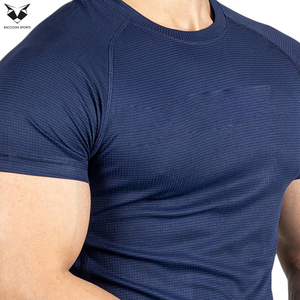 Camiseta Deportiva de Manga Corta para Hombre, Color Azul Marino, Cuello Redondo, Secado Rápido, Corte Ajustado, Tejido de Poliéster, Ropa Deportiva, Precio al por Mayor - Product Image 5