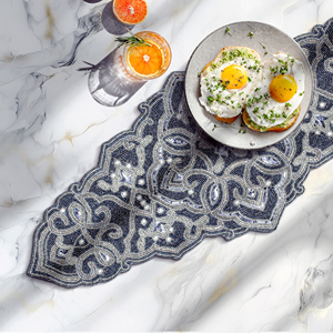 Chemin de table perlé fait main pour la maison et le restaurant d'hôtel Article décoratif d'aspect royal pour une utilisation douée de Noël - Product Image 4