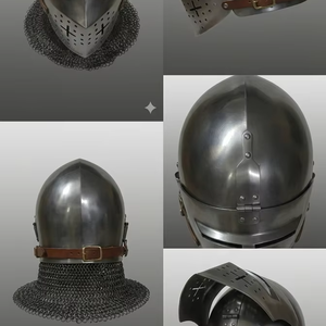 Casco medieval Hounskull Bascinet con avental de malla de cadena Pigface, armadura de caballero para HEMA, Buhurt y recreación histórica, equipo de protección de calibre 14 - Product Image 3