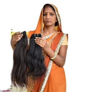 Extensions de cheveux humains indiens vierges Remy 100% lisses, tissage à double trame, cuticules alignées, qualité professionnelle, prix abordable - Product Image 1