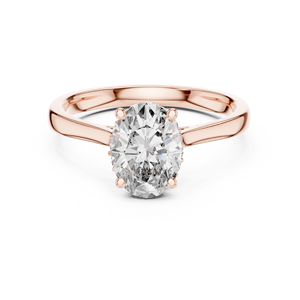 Classic Hidden Halo Oval Cut Lab Grown Solitaire <b>Ring</b> <b>Set</b> 18KT Rose <b>Gold</b> Certified for Party Wedding Luxury Gifting for Women - Product Image 1