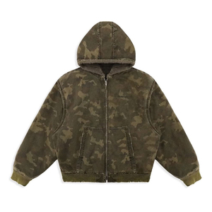 Sweat à capuche zippé pour homme, tissu 260 g/m², poche avant avec logo, écologique, anti-rétrécissement, respirant, coupe ample, décontracté - Product Image 1