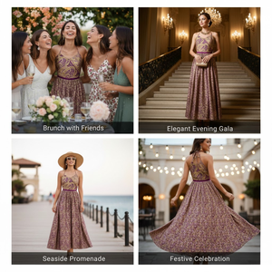 ชุดเดรสผ้าไหมฮาโบไทลายดอกไม้ทำมือ - ชุดราตรีและชุดแต่งงานแบบไม่มีแขนเสื้อสุดหรู - Product Image 5