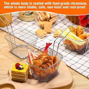 Wholesale Eco-Friendly Durable BPA Free Custom Logo Stainless Steel Mesh Fry <b>Basket</b> for French Fries <b>Chips</b> Serving Snacks Plates - Product Image 2