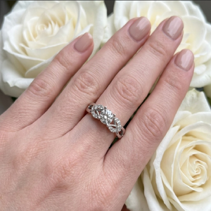 Hong Kong vente en gros classique 18K or blanc massif diamant véritable bande torsadée semi-monture bague de fiançailles fête des femmes - Product Image 4