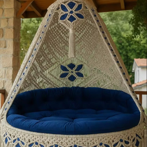 Fauteuil suspendu en macramé, chaise suspendue en macramé, hamac bohème en macramé, chaise suspendue faite à la main - Product Image 1