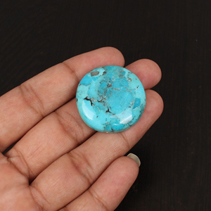 Turquoise d'Arizona américaine naturelle, cabochon rond, pierre précieuse de 53,0 carats, 30x30 mm pour la fabrication de bijoux - Product Image 4