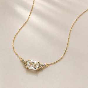 Collar con Colgante de Diamante Corte Radiante para Mujer, Chapado en Oro Blanco de 18K, Collar Solitario Clásico con Moissanita, Joyería de Compromiso - Product Image 4