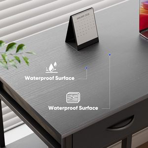 <b>Small</b> Fabric Drawer <b>Computer</b> <b>Desk</b> Home Office Writing Table with Storage Shelves for <b>Small</b> Spaces - Product Image 4