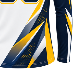 เสื้อแจ็คเก็ตสปอร์ตสีกรมท่า เหลือง ขาว แบบซิป ¼  แขนยาว สำหรับฝึกซ้อมกีฬา  ออกแบบได้ตามต้องการสำหรับทีม  สำหรับวิ่งออกกำลังกาย เพิ่มประสิทธิภาพการเล่น - Product Image 6