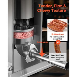 Insaccatrice Manuale Professionale a Doppia Velocità in Acciaio Inossidabile, Capacità 7 LBS/3 L, Verticale, per Insaccare Salsicce e Carne - Product Image 3