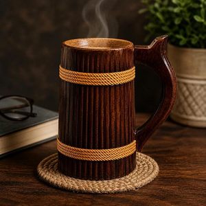 Mug à boire en bois artisanal pour l'eau, au design élégant et surface polie lisse, pour un usage domestique quotidien. - Product Image 6