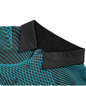 Polo Deportivo Negro para Hombre con Estampado Geométrico, de Secado Rápido, Tejido de Poliéster, Manga Corta y Cuello Polo - Product Image 5