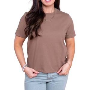Camiseta de Verano para Mujer de Algodón Orgánico de Fábrica, Ligera, Transpirable, Suave, Informal, al por Mayor - Product Image 1
