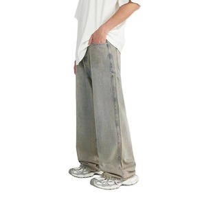 Jeans Anchos de Cintura Media, Estilo Casual, Lavado a la Nieve, 100% Algodón, Secado Rápido, Personalizados de Fábrica, para Hombre, Ropa Urbana, Hip Hop - Product Image 2