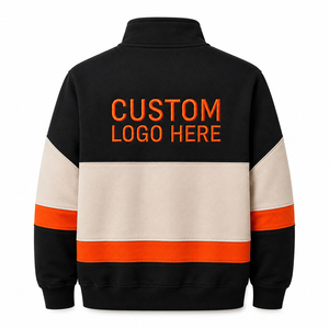 เสื้อสเวตเชิ้ตผู้ชายแบบซิป ¼  คอตั้ง ทรงปกติ  ตัดต่อสีสัน  ผ้าฝ้ายเฟรนช์เทอร์รี่  สไตล์สปอร์ต  ใส่สบาย  สำหรับฤดูใบไม้ร่วง  รับผลิตแบบ OEM - Product Image 2
