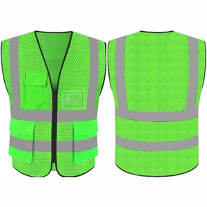 Chaleco de Seguridad Reflectante de Alta Visibilidad Verde con Bolsillos y Rayas, Ropa de Trabajo Unisex - Product Image 1
