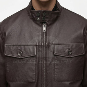Fashionable Stylish Casual <b>Men</b> Leather Winter <b>Jacket</b> with Stand Collar Zipper Front Modern Slim Fit Design for Every Occasion - Product Image 6