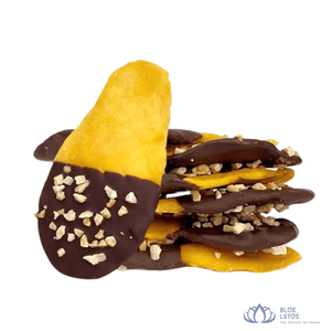 [VENTA CALIENTE] Snacks Nutritivos de Mango Bañado en Chocolate BLUE LOTUS FARM, Rebanadas de Almendras y Frutas Secas Dulces, Paquete a Granel, Adorno para Postres - Product Image 1