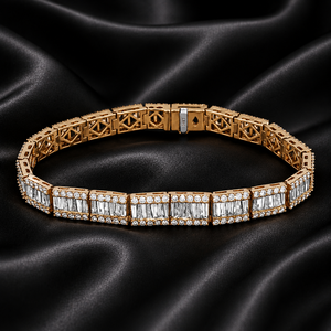 กำไลเพชรแบบ Iced Out ขนาด 14 มม. กำไลเงินแท้ 925 แบบ Iced Out กำไลแบบ Cuban Link แบบ Iced Out กำไลเพชรโมอิสซาไนต์ กำไลเพชรเหลือง - Product Image 1