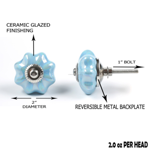 ลูกบิดเซรามิกสีฟ้าสีขาวลูกบิดประตูทำด้วยมือลูกบิดตู้ - Product Image 4