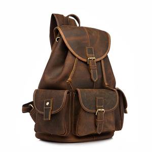 Heavy Duty Waterproof Genuine <b>Leather</b> Rucksack Vintage Anti-Theft <b>Laptop</b> <b>Backpack</b> for International Travel LBP-0347 - Product Image 1
