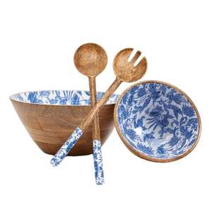 Handmade <b>Decorative</b> Mango Wood Bowl <b>Ramadan</b> Iftar Serving Enamel Printed Wooden Bowl - Product Image 3