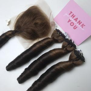 Prix de gros couleur personnalisée 100% Super vietnamien Extensions de cheveux humains printemps bouclés Super Double dessiné pour Genius trame Hai - Product Image 2