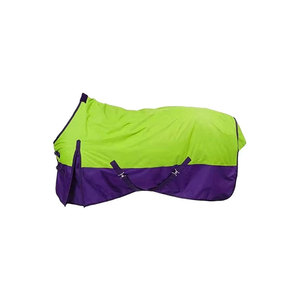 Couverture pour cheval en microfibre violette avec bords matelassés et bordure blanche - Product Image 4