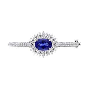 Oval Tanzanite <b>Bangle</b> <b>Bracelet</b> Simple Classic Design 925 Sterling Silver Luxury Vintage IGI Certified Women's Elegant Jewelry - Product Image 3