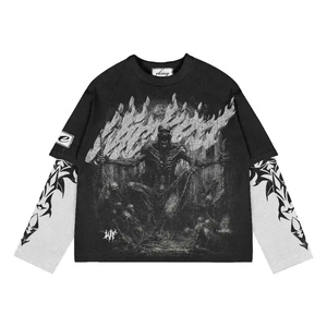 NOUVEAU T-shirt en tricot surdimensionné pour homme, style streetwear Y2K, haute qualité, 100% coton avec motif, qualité supérieure à prix raisonnable - Product Image 2