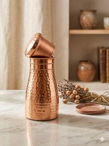 Pure <b>Copper</b> Ayurvedic Reusable Water <b>Bottle</b> Premium Quality Classic Design with Lid Car Use Daily Gift Box Packaging - Product Image 4