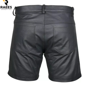 New Genuine <b>Leather</b> Knee Length <b>Shorts</b> for Men Solid Casual Slim Fit High Quality Quick Dry Breathable - Product Image 2