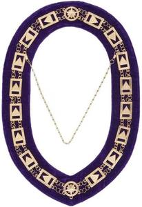 Masonic Regalia OES Order of Star Metal Chain Collar Purple Backing Gold metal chain with purple velvet - Product Image 6