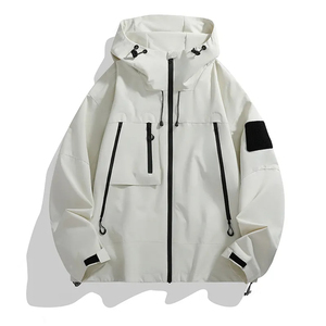 Unisex Coated Waterproof Windproof Thin Quick Dry <b>Racer</b> <b>Jacket</b>-Streetwear Style Front Logo OEM Gym Wear High Quality New Design - Product Image 6