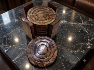 Handmade Natural Wooden Cute <b>Coaster</b> Set Eco-Friendly Durable Heat Resistant <b>Drink</b> <b>Coasters</b> for Home Kitchen Office Best Price - Product Image 5