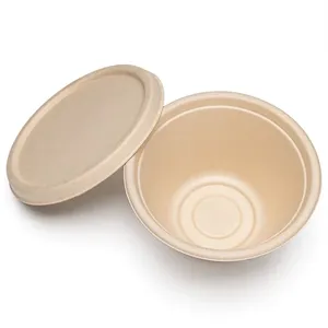 ภาชนะทรงกลมขนาด 1000 มล. เป็นมิตรกับสิ่งแวดล้อม พร้อมฝาปิด สำหรับร้านอาหารและใช้ในบ้าน ย่อยสลายได้ มีจำหน่ายจำนวนมาก - Product Image 1