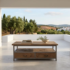 Mesa de Centro Contemporánea Ciora Premium, Duradera, de Madera Reciclada con Estructura Metálica, Mesa de Almacenamiento, Precio de Fábrica al por Mayor, para Interiores - Product Image 2