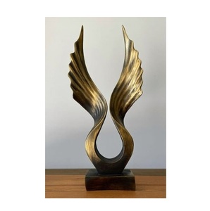 Modern Antique <b>Gold</b> Wings Sculpture Abstract Winged <b>Statue</b> Luxury Tabletop Accent Figurine for Living Room Office Decor - Product Image 2