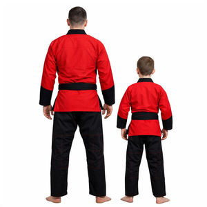 Conjunto de Uniforme de BJJ Rojo y Negro, Kimono de Artes Marciales, Karate, Judo, Ropa de Combate con Logotipo Personalizado, Uniformes de Artes Marciales Personalizados - Product Image 2