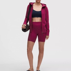 <b>Lightweight</b> Custom Maroon <b>Women's</b> <b>Hooded</b> Fleece <b>Jacket</b> Full Sleeve Quarter Zipper Closure Solid Color Breathable Autumn <b>Jackets</b> - Product Image 6