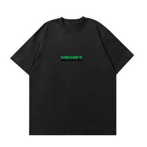 ไนมัตเสื้อยืดแขนสั้นผู้ชายสีดำทรงเข้ารูปพิมพ์ลายโลโก้สีเขียวเสื้อผ้าลำลองแนวสตรีทผ้าฝ้ายคอโอ - Product Image 1