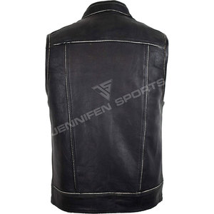 High Quality Custom Men's Fashion Vintage Motorcycle Leather <b>Vest</b> Loose High Street Turn Down Zipper Sleeveless Leather <b>Vest</b> - Product Image 5