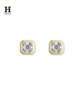 Pendientes de Lujo con Incrustaciones de Diamantes Corte Asscher, Modernos Pendientes Cuadrados de Diamantes en Oro de 14K, Joyería Elegante y Minimalista para Hombres y Mujeres