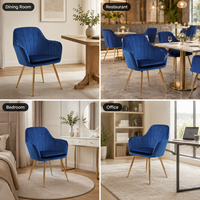 DM Wholesale Luxury Home Furniture Chaise de salle à manger pivotante en velours avec pieds en métal modernes