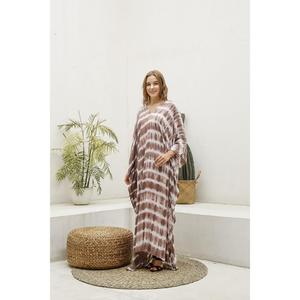 Caftán Tie Dye para Mujer, Largo hasta el Suelo, Ecológico, Lavable, Cintura Natural, Corte Holgado, Cuello en V, Túnica de Playa, Estilo Bohemio para Resort - Product Image 4