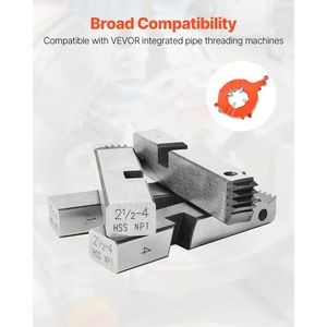 Set da 4 Maschi per Filettatura Tubi HSS per Mano Destra, da 2-1/2 a 4 Pollici NPT, per Macchine Filettatrici Integrate - Product Image 4